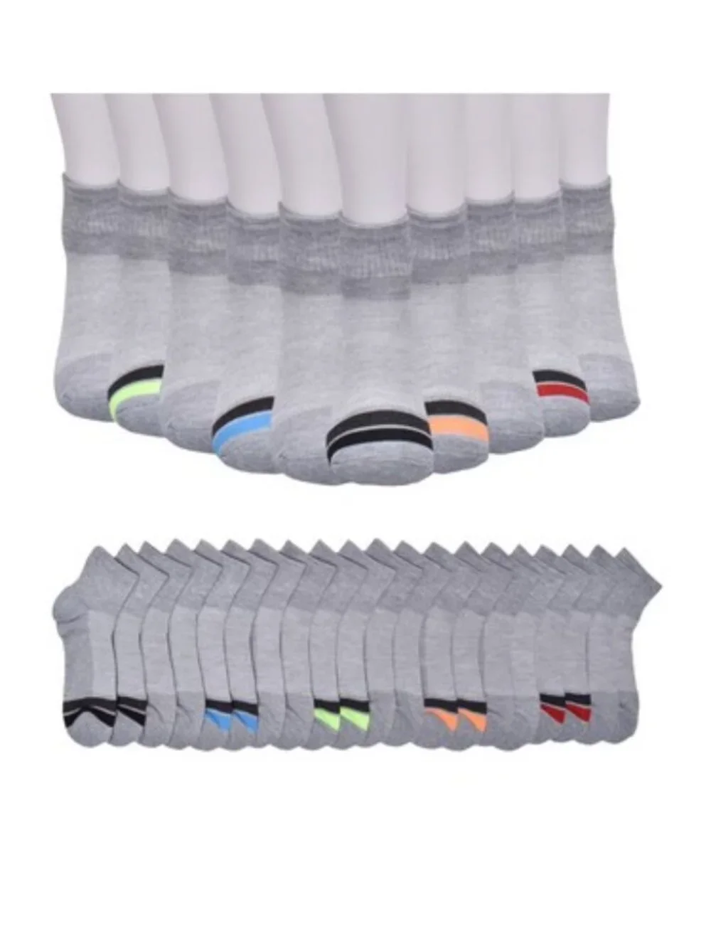 NWT Wonder Nation Boys Ankle Socks 10-Pack Gray Size M Shoe Size 6-8 Cushioned